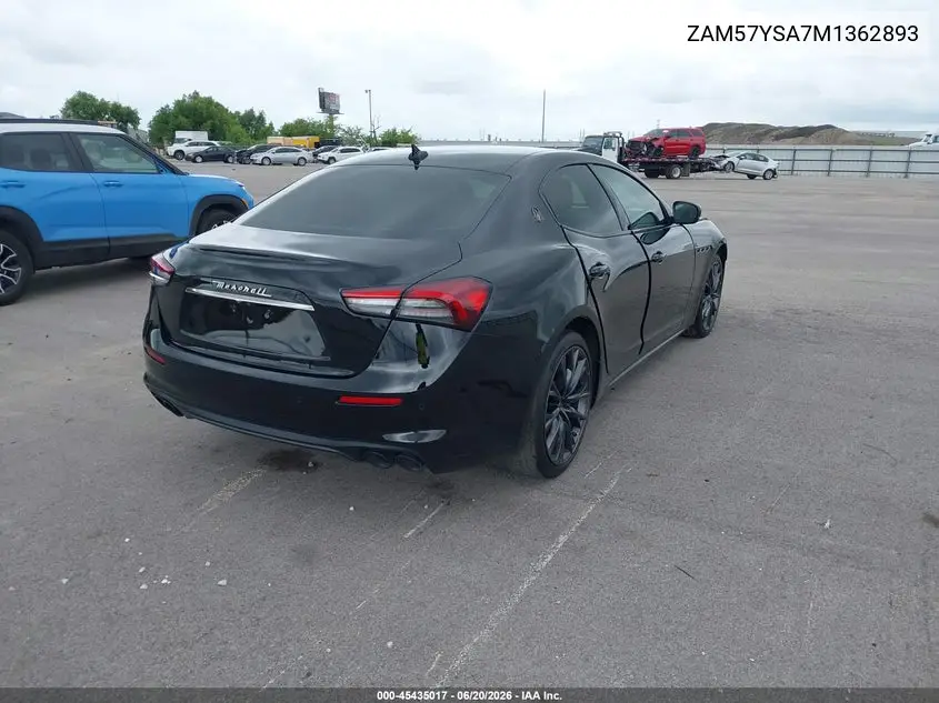 2021 Maserati Ghibli S VIN: ZAM57YSA7M1362893 Lot: 45435017