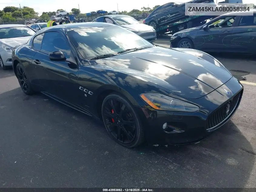 2011 Maserati Granturismo S Automatic VIN: ZAM45KLA0B0058384 Lot: 43953862