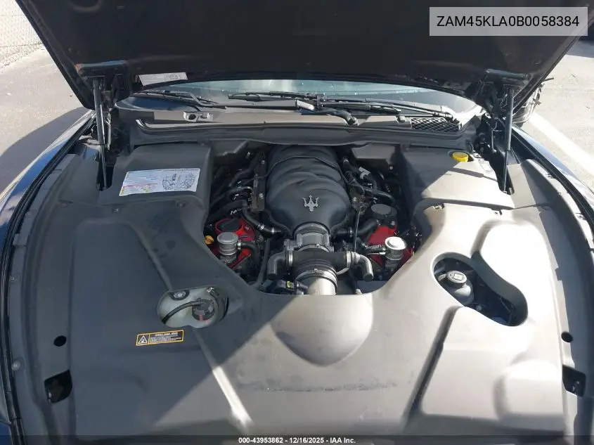 2011 Maserati Granturismo S Automatic VIN: ZAM45KLA0B0058384 Lot: 43953862