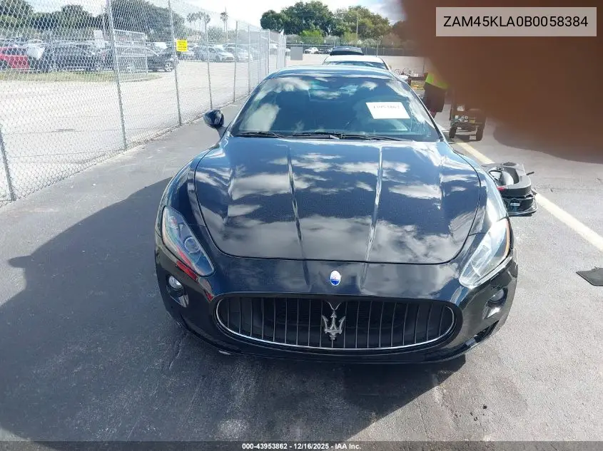 2011 Maserati Granturismo S Automatic VIN: ZAM45KLA0B0058384 Lot: 43953862