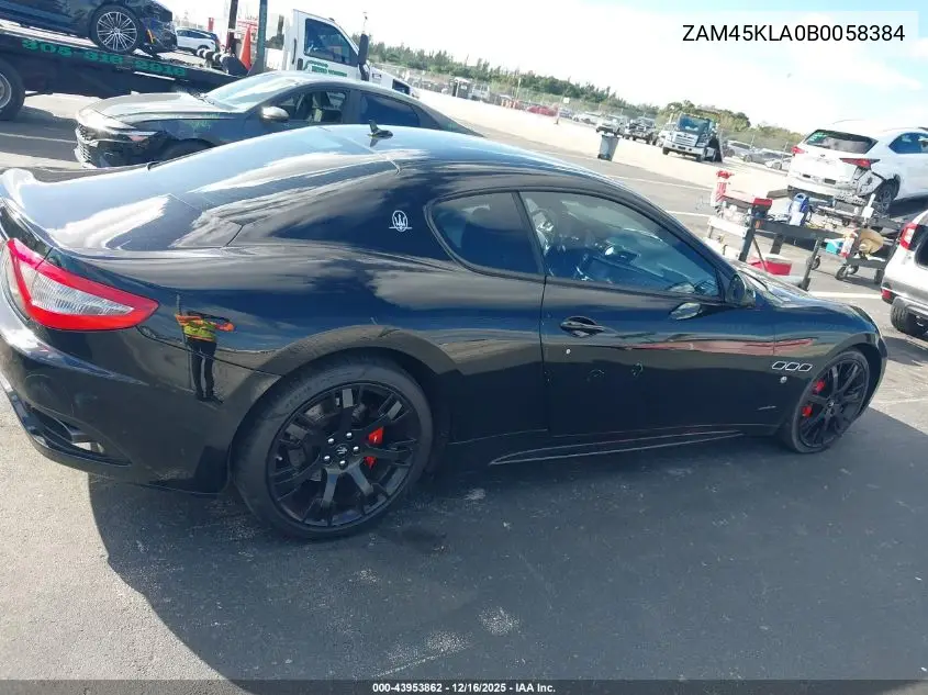2011 Maserati Granturismo S Automatic VIN: ZAM45KLA0B0058384 Lot: 43953862