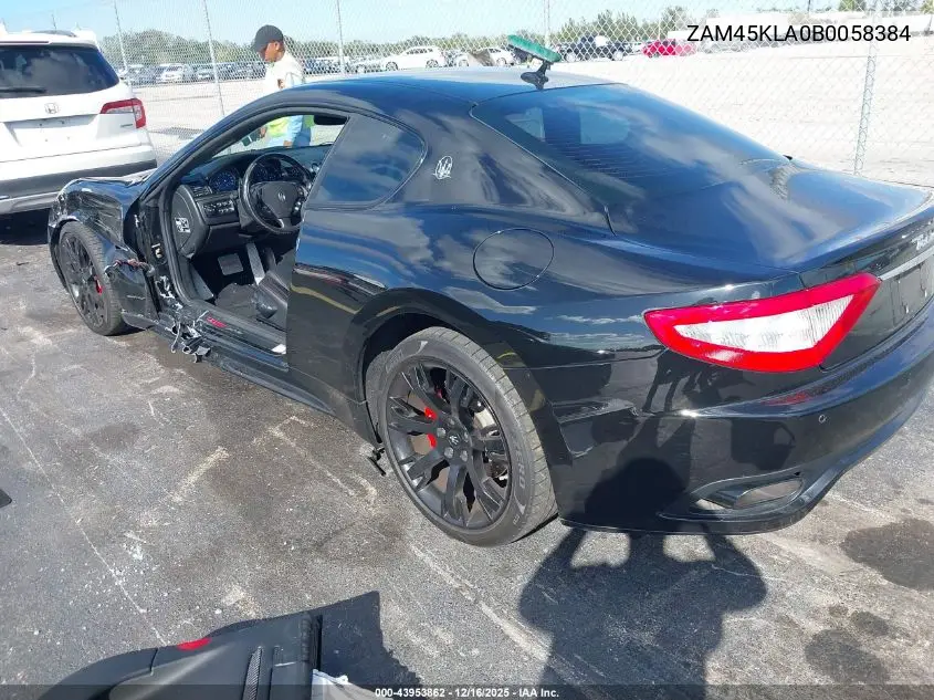 2011 Maserati Granturismo S Automatic VIN: ZAM45KLA0B0058384 Lot: 43953862