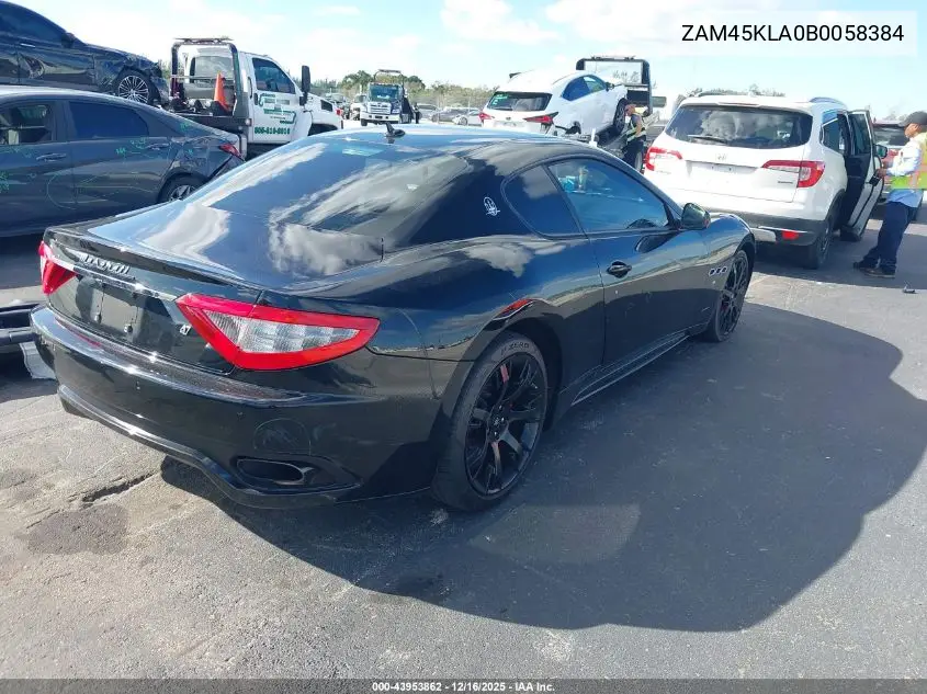 2011 Maserati Granturismo S Automatic VIN: ZAM45KLA0B0058384 Lot: 43953862