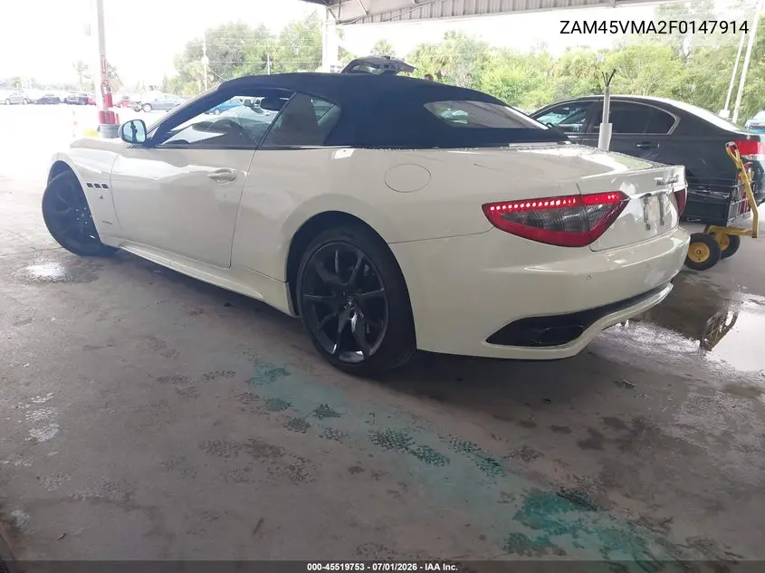 2015 Maserati Granturismo Mc/Mc Centennial/Sport VIN: ZAM45VMA2F0147914 Lot: 45519753