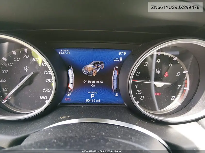 2018 Maserati Levante S Gransport VIN: ZN661YUS9JX299478 Lot: 45278921