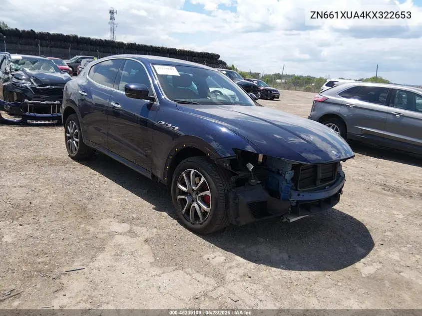 2019 Maserati Levante VIN: ZN661XUA4KX322653 Lot: 45239109