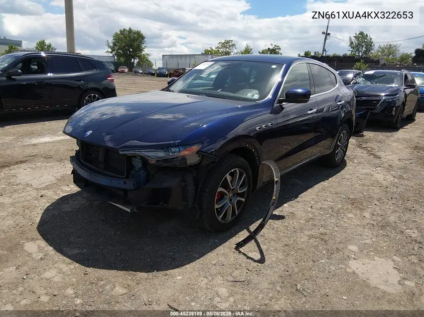 2019 Maserati Levante VIN: ZN661XUA4KX322653 Lot: 45239109