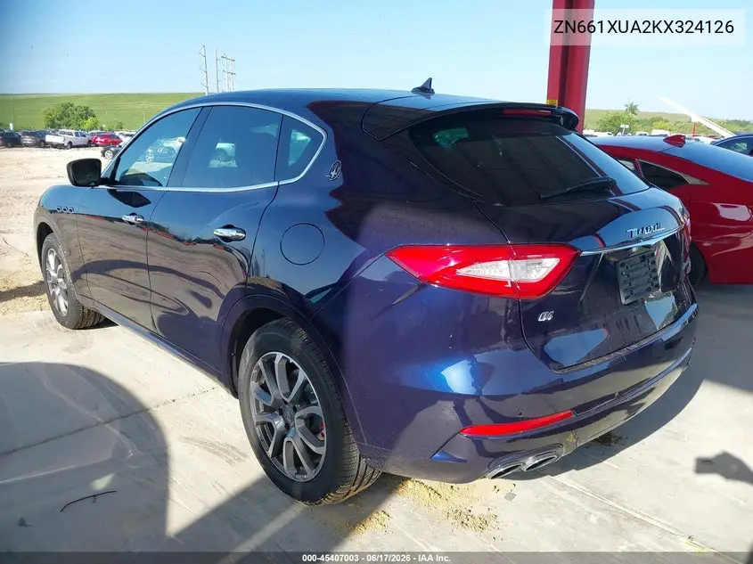 2019 Maserati Levante VIN: ZN661XUA2KX324126 Lot: 45407003