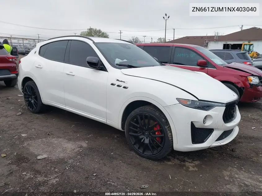 2022 Maserati Levante Modena S VIN: ZN661ZUM1NX403040 Lot: 44952120