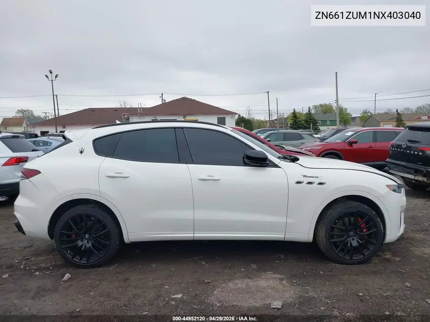 2022 Maserati Levante Modena S VIN: ZN661ZUM1NX403040 Lot: 44952120