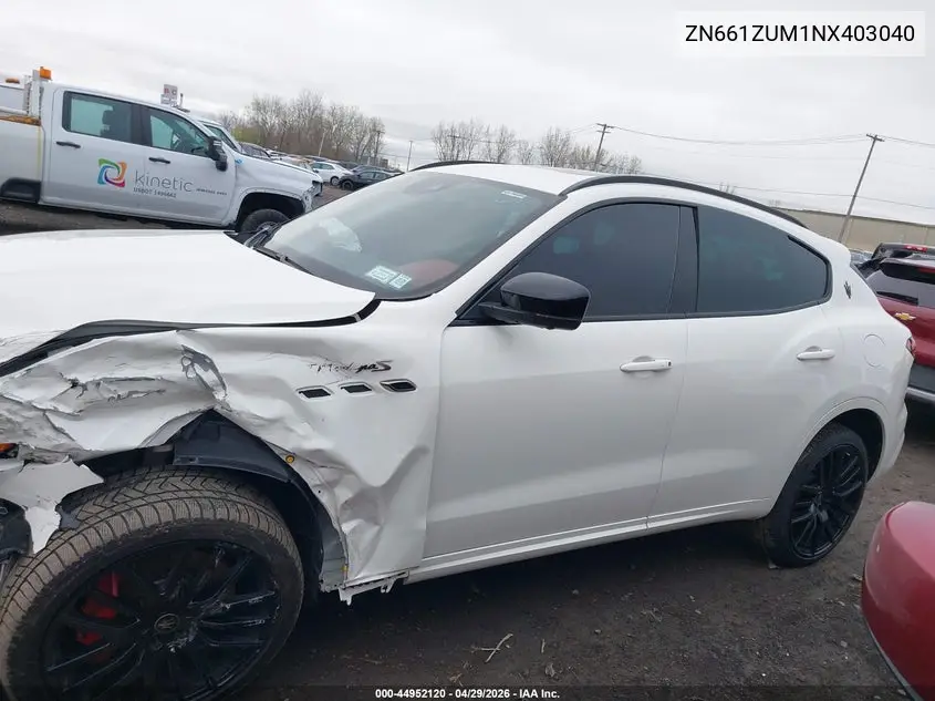2022 Maserati Levante Modena S VIN: ZN661ZUM1NX403040 Lot: 44952120