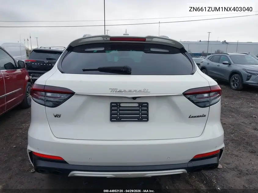2022 Maserati Levante Modena S VIN: ZN661ZUM1NX403040 Lot: 44952120