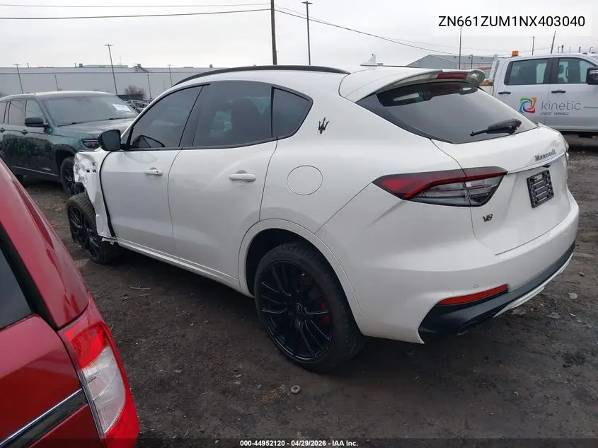 2022 Maserati Levante Modena S VIN: ZN661ZUM1NX403040 Lot: 44952120