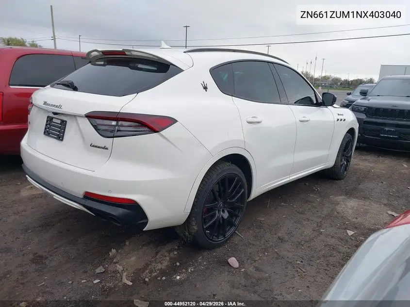 2022 Maserati Levante Modena S VIN: ZN661ZUM1NX403040 Lot: 44952120