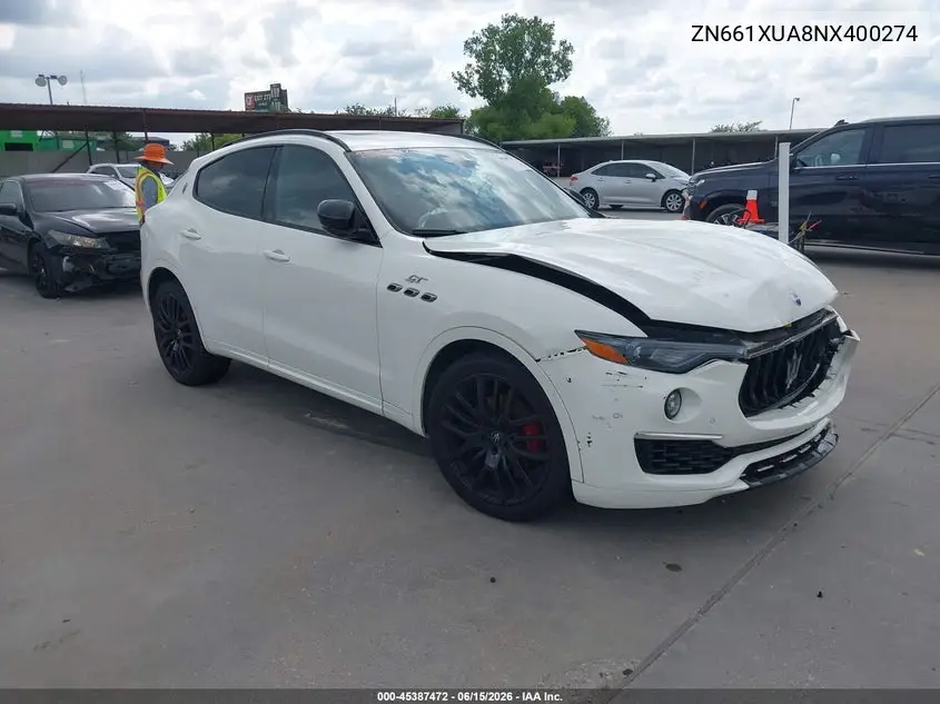 2022 Maserati Levante Gt VIN: ZN661XUA8NX400274 Lot: 45387472