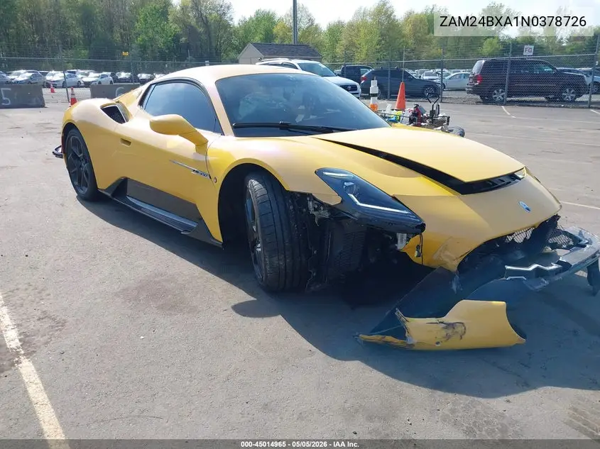 2022 Maserati Mc20 VIN: ZAM24BXA1N0378726 Lot: 45014965