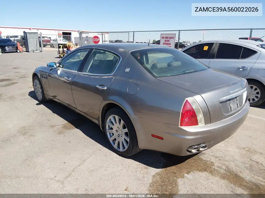 2006 Maserati Quattroporte Executive Gt/Sport Gt VIN: ZAMCE39A560022026 Lot: 45249510