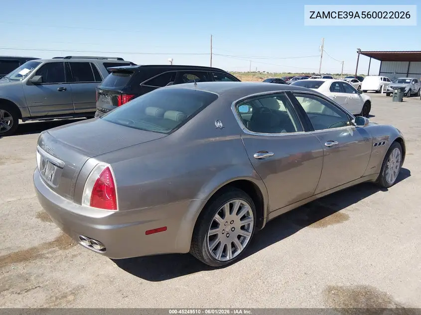 2006 Maserati Quattroporte Executive Gt/Sport Gt VIN: ZAMCE39A560022026 Lot: 45249510