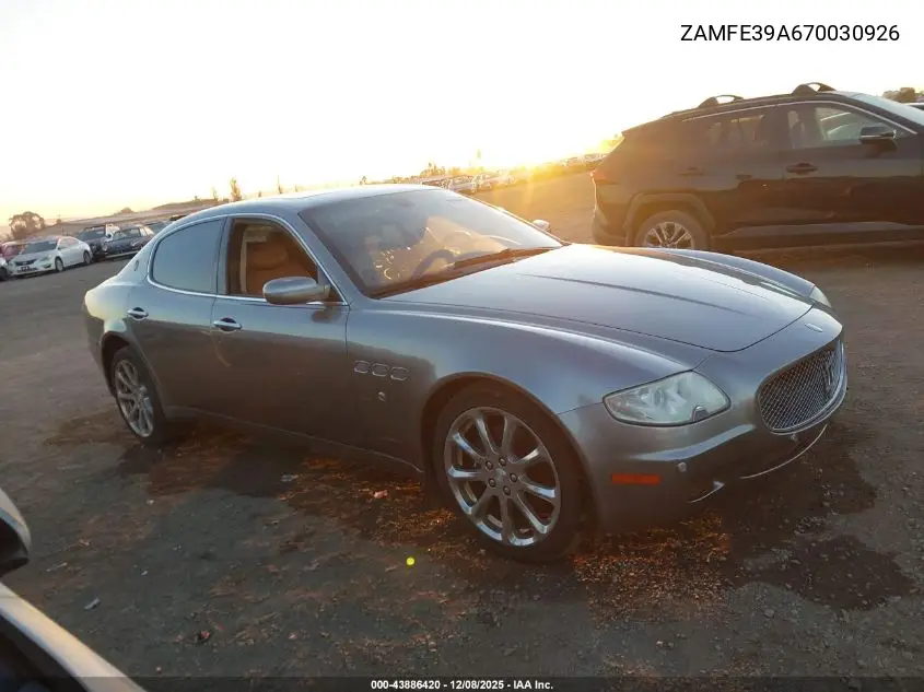 2007 Maserati Quattroporte Base Automatic/Executive Gt Automatic/Sport Gt Automatic VIN: ZAMFE39A670030926 Lot: 43886420