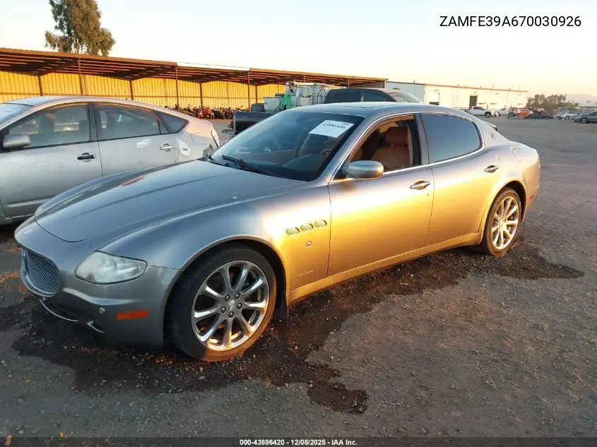 2007 Maserati Quattroporte Base Automatic/Executive Gt Automatic/Sport Gt Automatic VIN: ZAMFE39A670030926 Lot: 43886420
