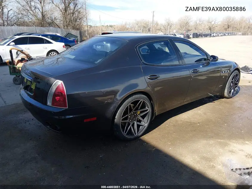 2008 Maserati Quattroporte Base Automatic/Executive Gt Automatic/Sport Gt S Automatic VIN: ZAMFE39AX80035886 Lot: 44803851