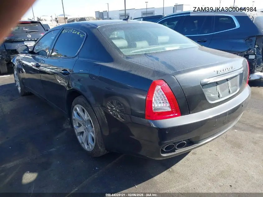 2012 Maserati Quattroporte S VIN: ZAM39JKA3C0064984 Lot: 44325121