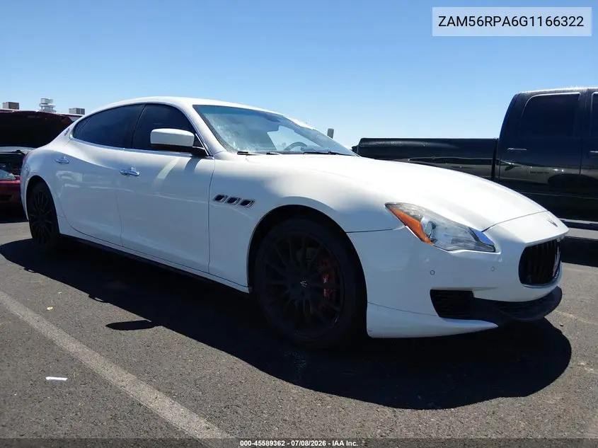 2016 Maserati Quattroporte S VIN: ZAM56RPA6G1166322 Lot: 45589362