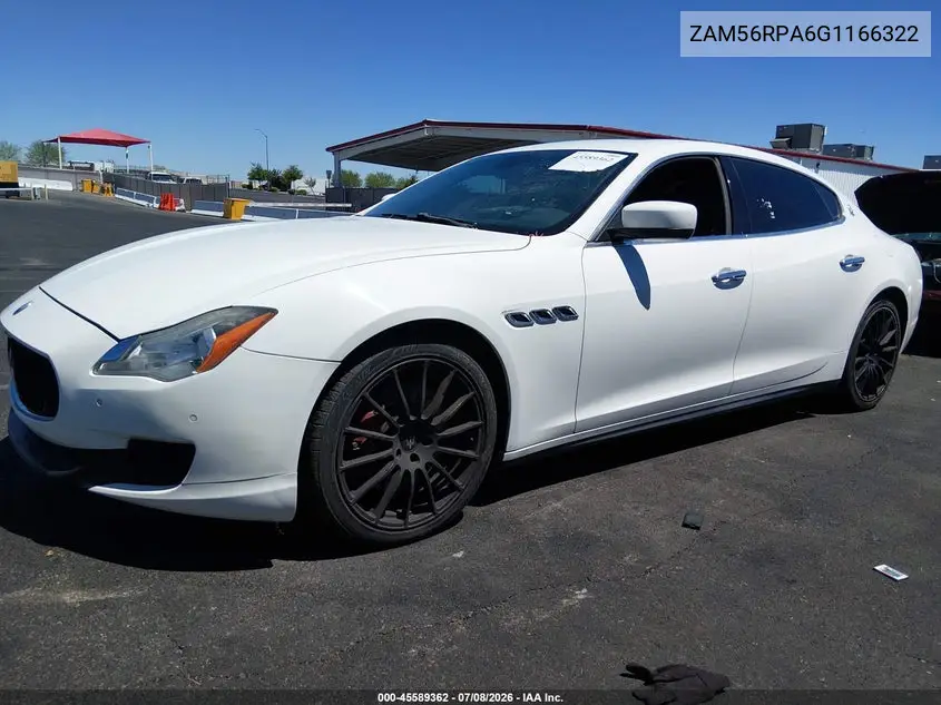 2016 Maserati Quattroporte S VIN: ZAM56RPA6G1166322 Lot: 45589362
