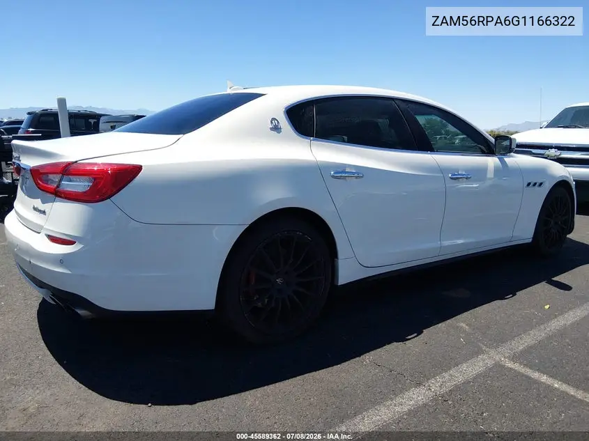 2016 Maserati Quattroporte S VIN: ZAM56RPA6G1166322 Lot: 45589362