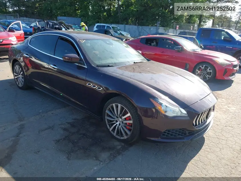 2017 Maserati Quattroporte S Q4 VIN: ZAM56RRA2H1252502 Lot: 45394455