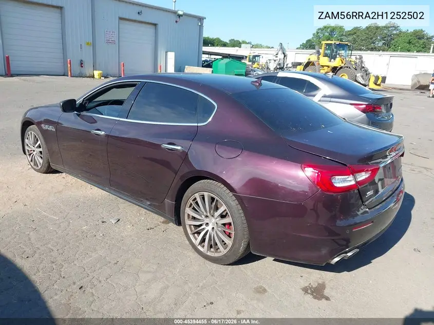 2017 Maserati Quattroporte S Q4 VIN: ZAM56RRA2H1252502 Lot: 45394455