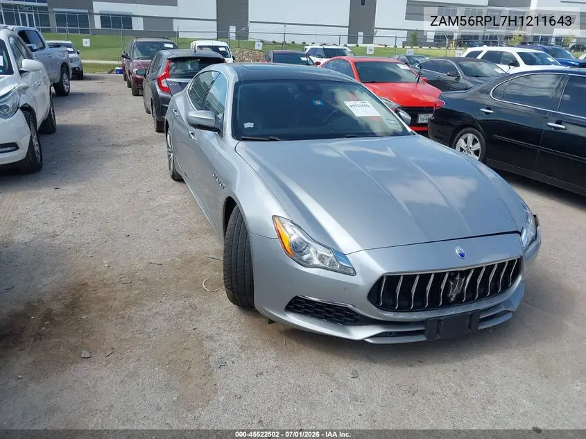 2017 Maserati Quattroporte S Granlusso VIN: ZAM56RPL7H1211643 Lot: 45522502