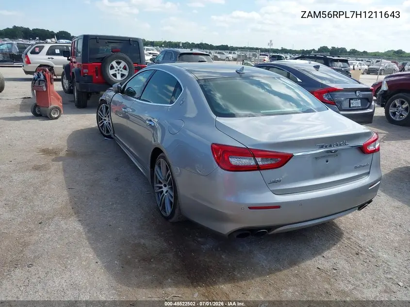 2017 Maserati Quattroporte S Granlusso VIN: ZAM56RPL7H1211643 Lot: 45522502