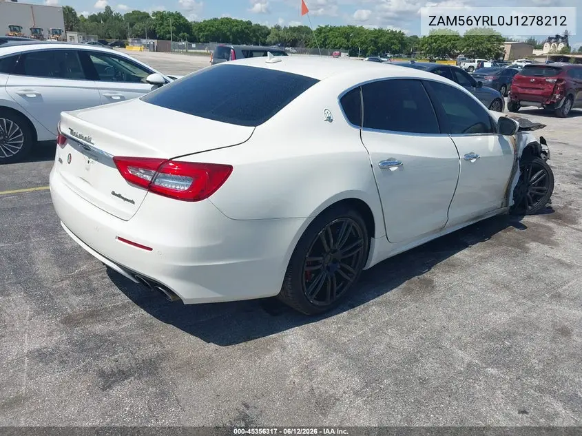 2018 Maserati Quattroporte S Q4 Granlusso VIN: ZAM56YRL0J1278212 Lot: 45356317