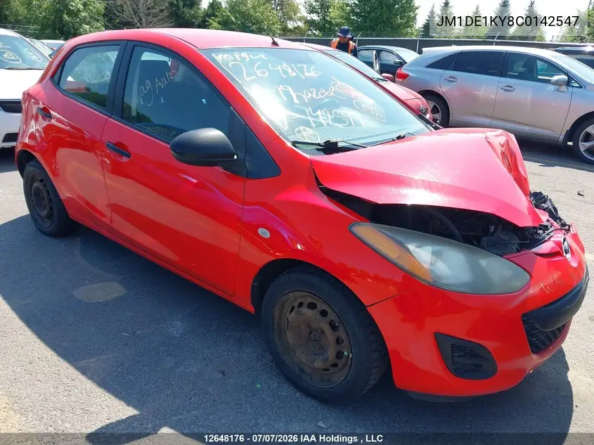 2012 Mazda Mazda2 VIN: JM1DE1KY8C0142547 Lot: 12648176x