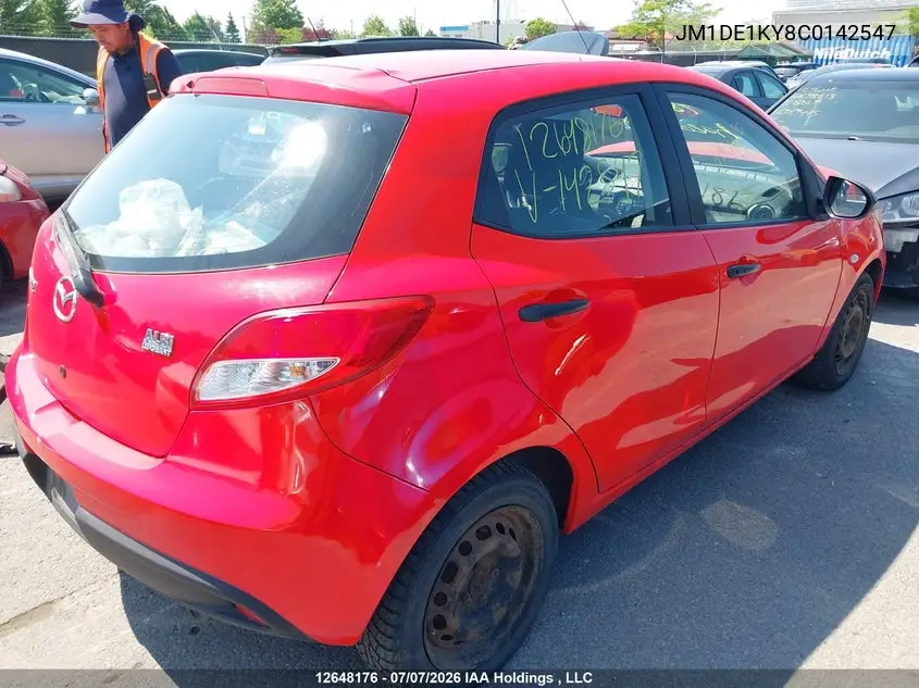 2012 Mazda Mazda2 VIN: JM1DE1KY8C0142547 Lot: 12648176x