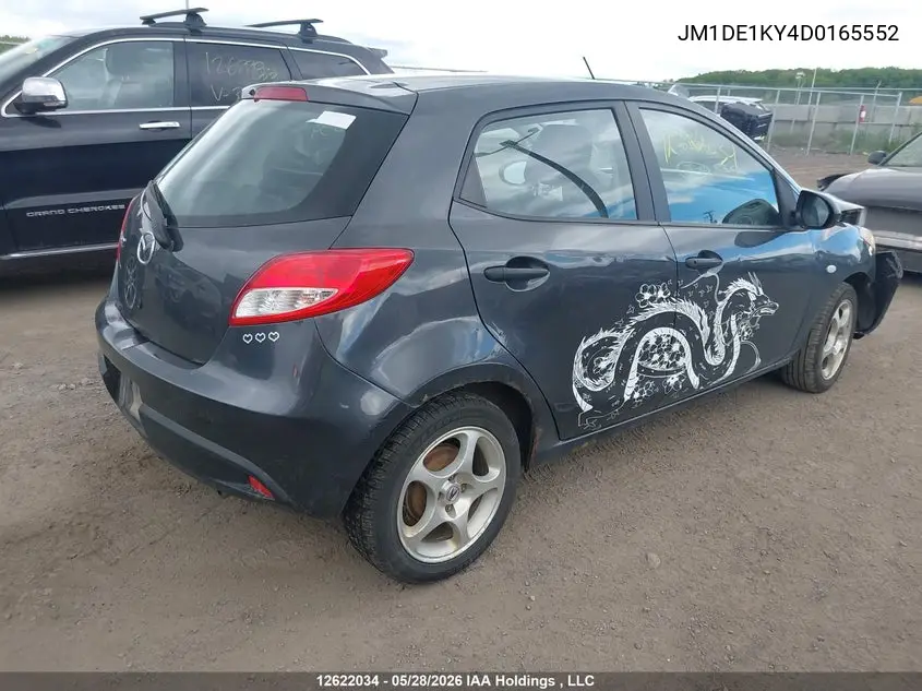2013 Mazda Mazda2 VIN: JM1DE1KY4D0165552 Lot: 12622034