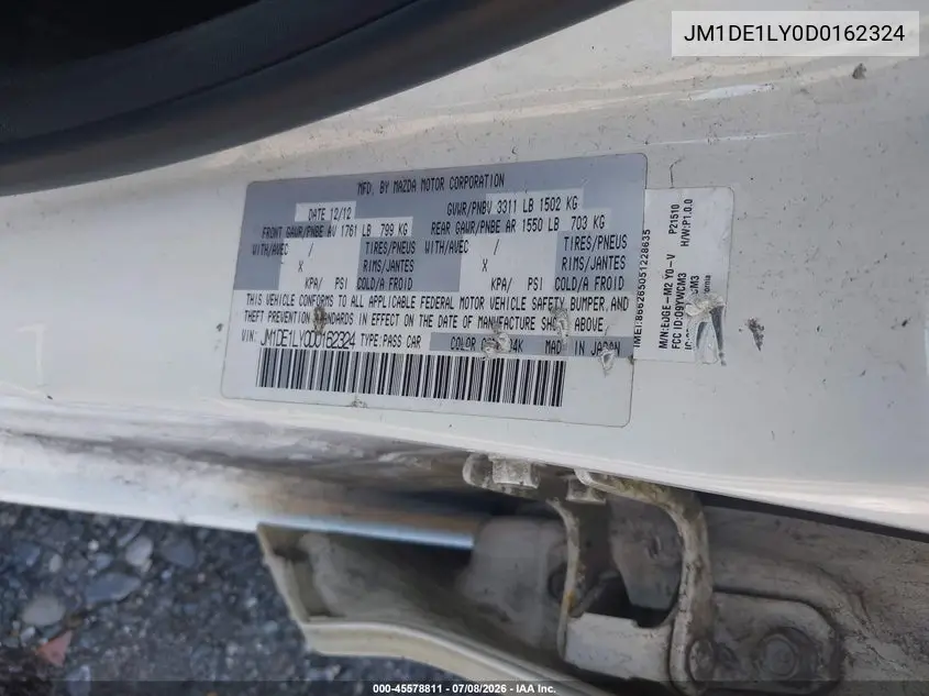 2013 Mazda Mazda2 Touring VIN: JM1DE1LY0D0162324 Lot: 45578811