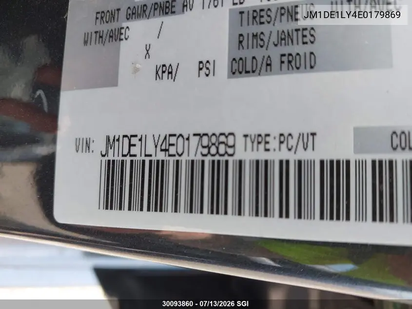 2014 Mazda Mazda2 Touring VIN: JM1DE1LY4E0179869 Lot: 30093860