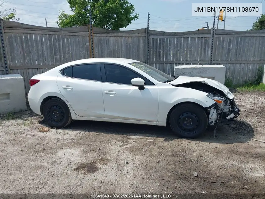 2017 Mazda Mazda3 VIN: JM1BN1V78H1108670 Lot: 12641549