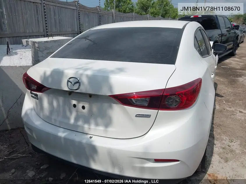 2017 Mazda Mazda3 VIN: JM1BN1V78H1108670 Lot: 12641549