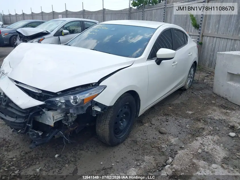 2017 Mazda Mazda3 VIN: JM1BN1V78H1108670 Lot: 12641549