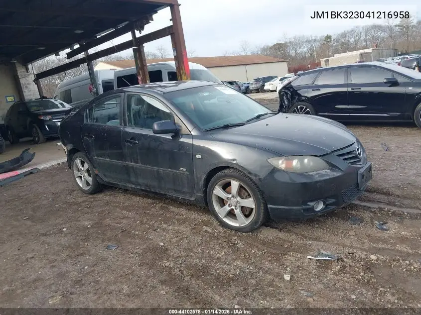 JM1BK323041216958 2004 Mazda Mazda3 S