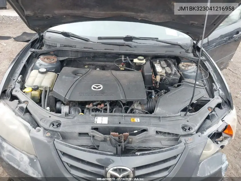 JM1BK323041216958 2004 Mazda Mazda3 S