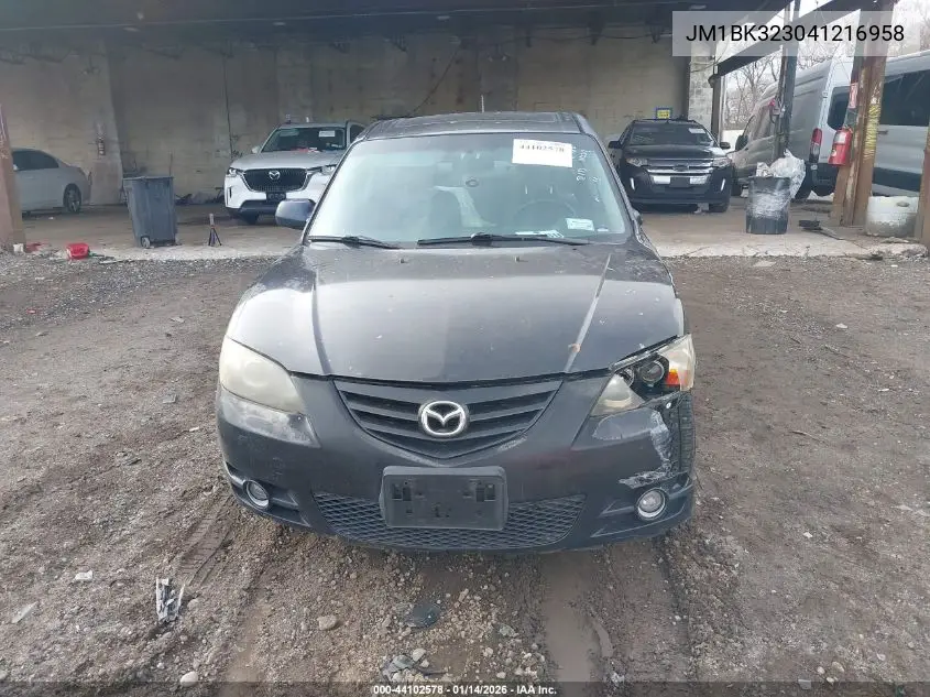 JM1BK323041216958 2004 Mazda Mazda3 S