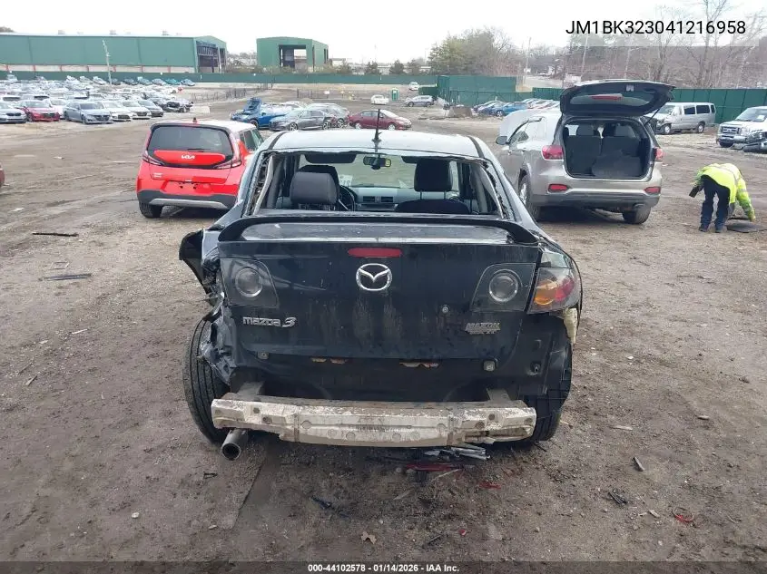 JM1BK323041216958 2004 Mazda Mazda3 S