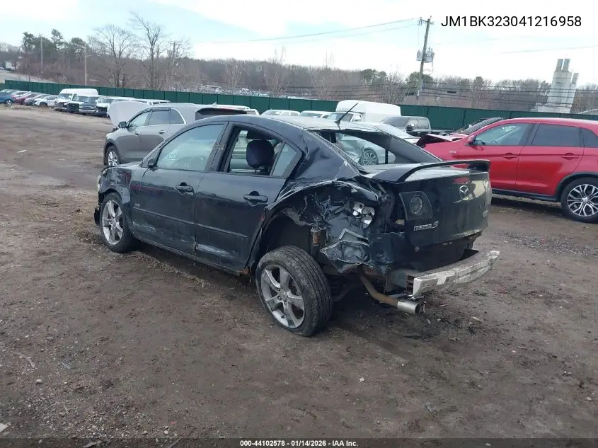 JM1BK323041216958 2004 Mazda Mazda3 S