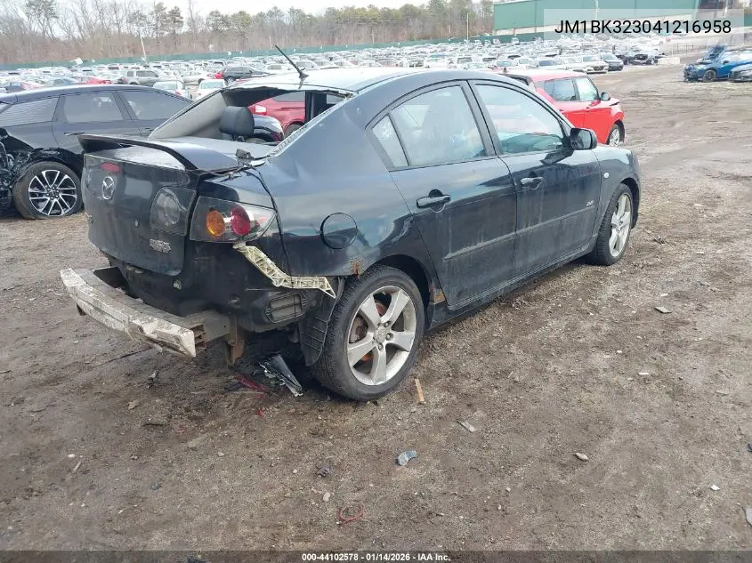 JM1BK323041216958 2004 Mazda Mazda3 S