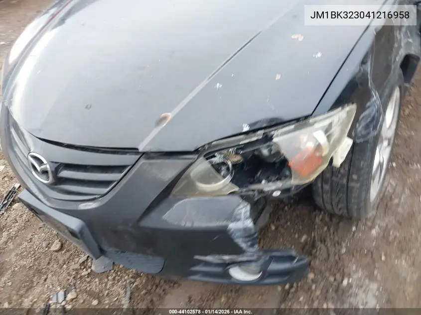 JM1BK323041216958 2004 Mazda Mazda3 S