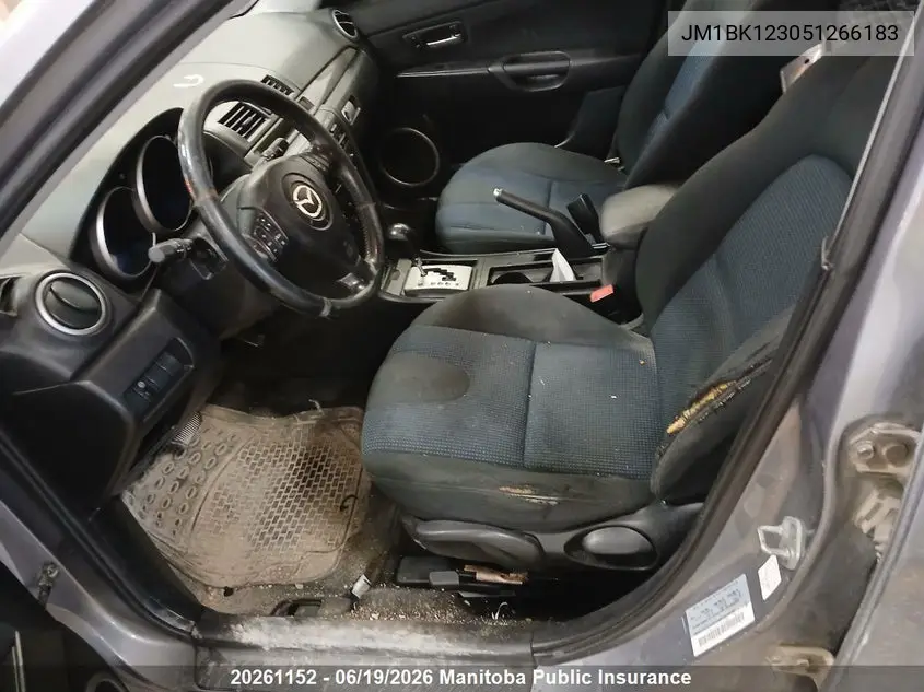 2005 Mazda 3 Mazda Gs VIN: JM1BK123051266183 Lot: 20261152